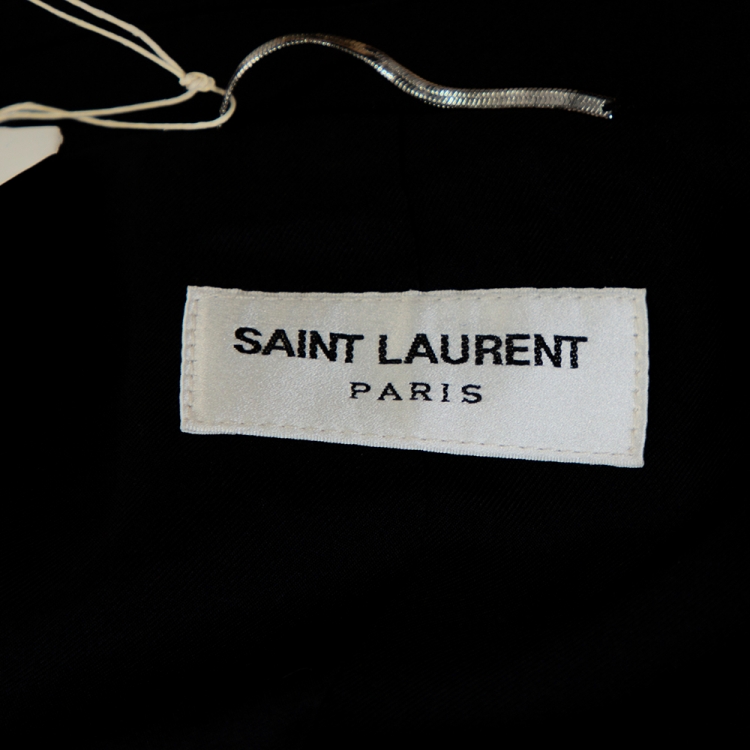 Pre Owned Saint Laurent Paris Black Wool Zip Detail Short Jacket L