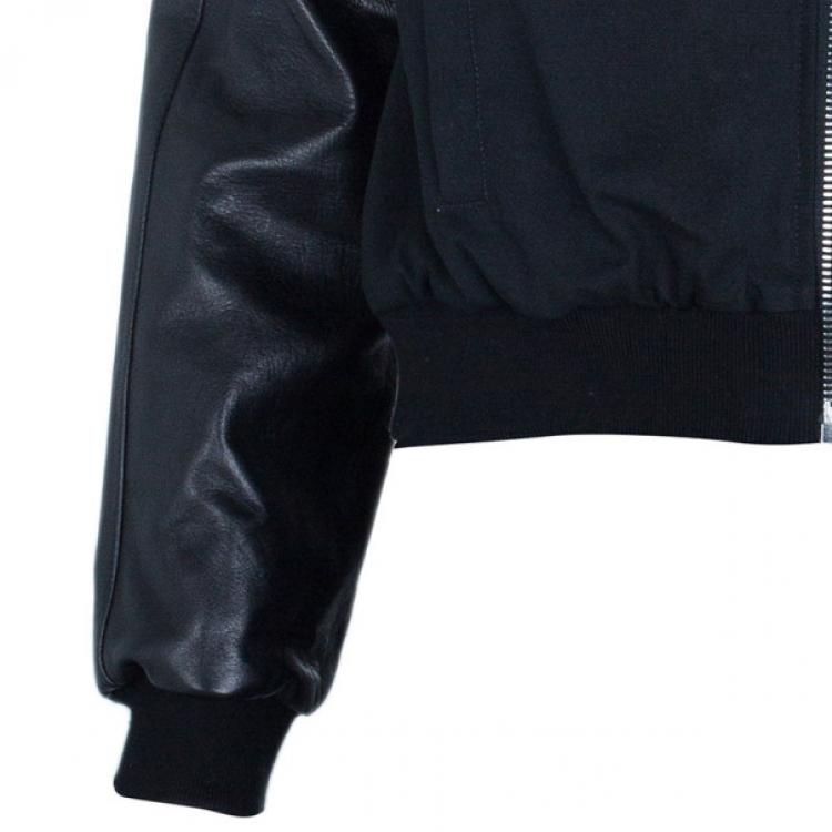 Pre Owned Saint Laurent Paris Leather Bomber Jacket XXL