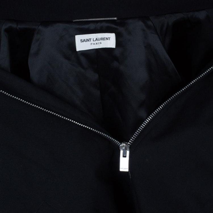Pre Owned Saint Laurent Paris Leather Bomber Jacket XXL