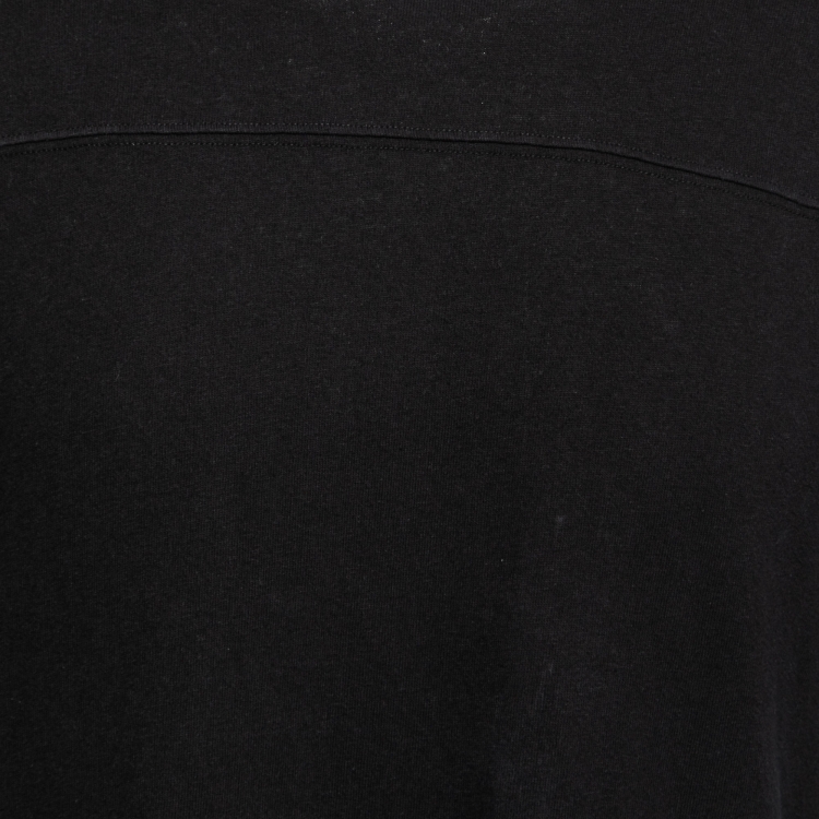 Pre Owned Saint Laurent Black Contrast Trim Detailed Distressed Cotton T-Shirt M