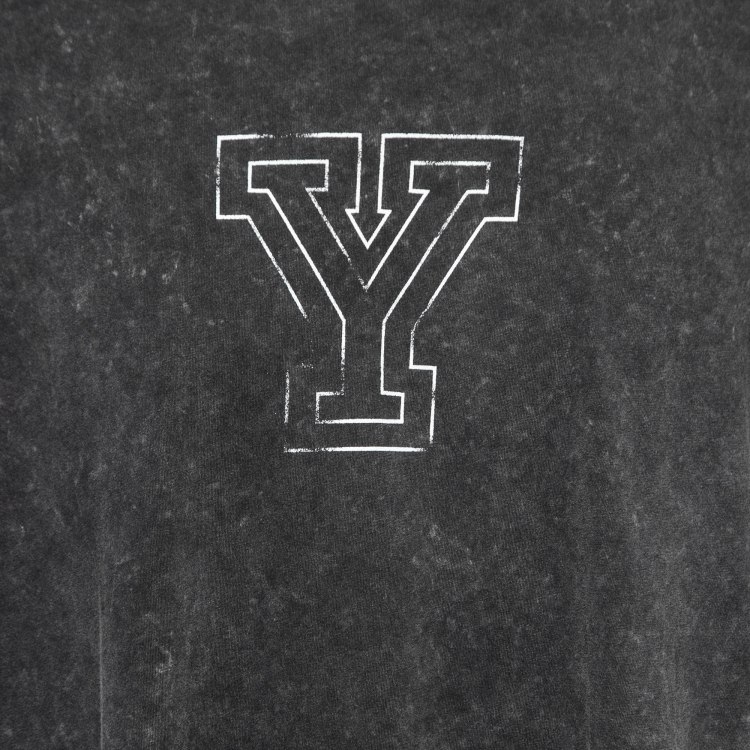 Pre Owned Saint Laurent Paris Grey Y Print Washed Cotton Crew Neck T-Shirt L