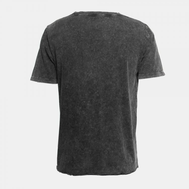 Pre Owned Saint Laurent Paris Grey Logo Print Cotton Distressed Effect T-Shirt S