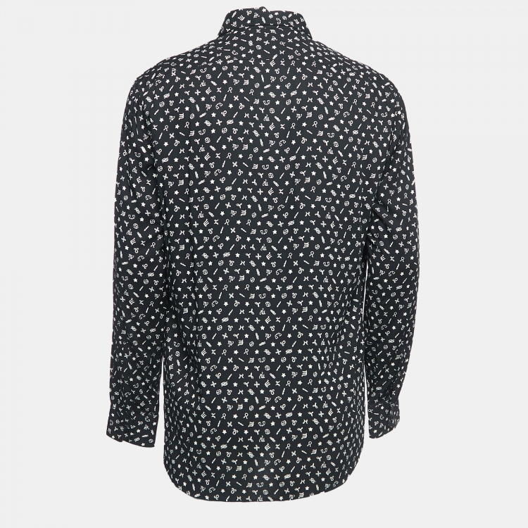 Pre Owned Saint Laurent  Black Star Signs Print Button Front Full Sleeve Shirt M