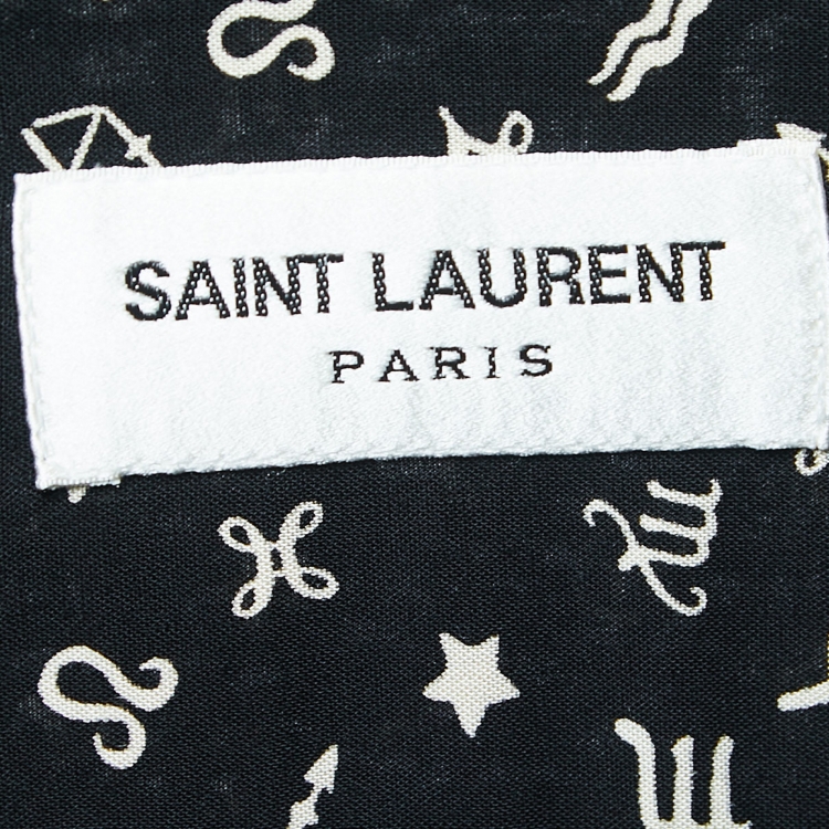 Pre Owned Saint Laurent  Black Star Signs Print Button Front Full Sleeve Shirt M