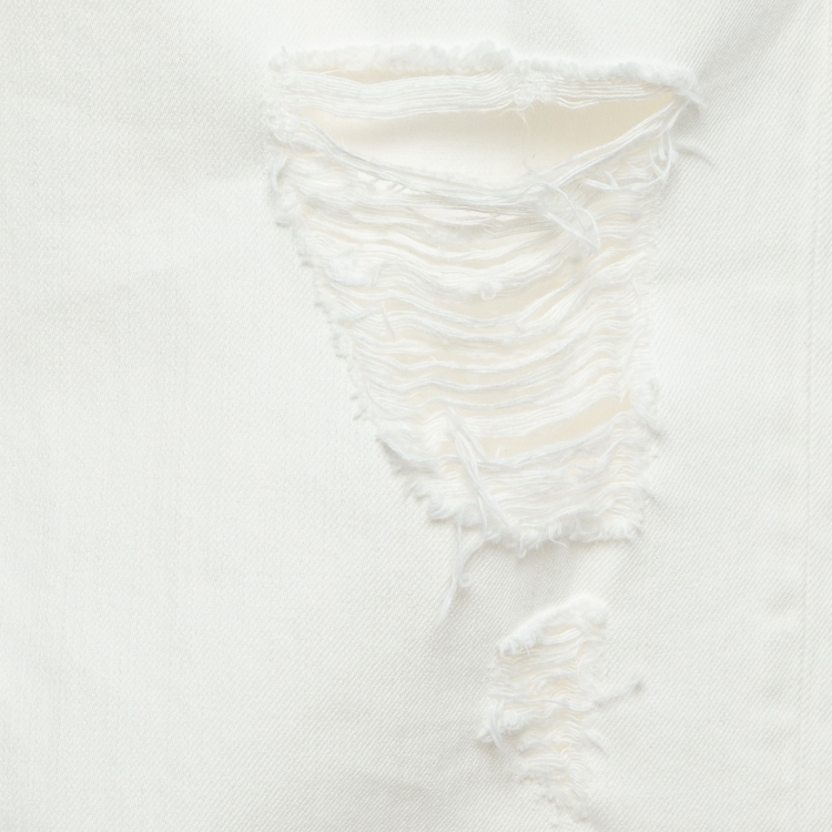 Pre Owned Saint Laurent White Ripped Denim Slim Fit Jeans L Waist 33''
