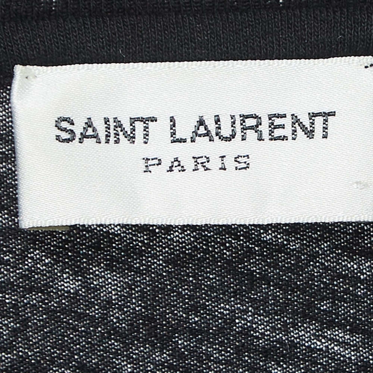Pre Owned Saint Laurent Paris Black Logo Signature Cotton T-Shirt L