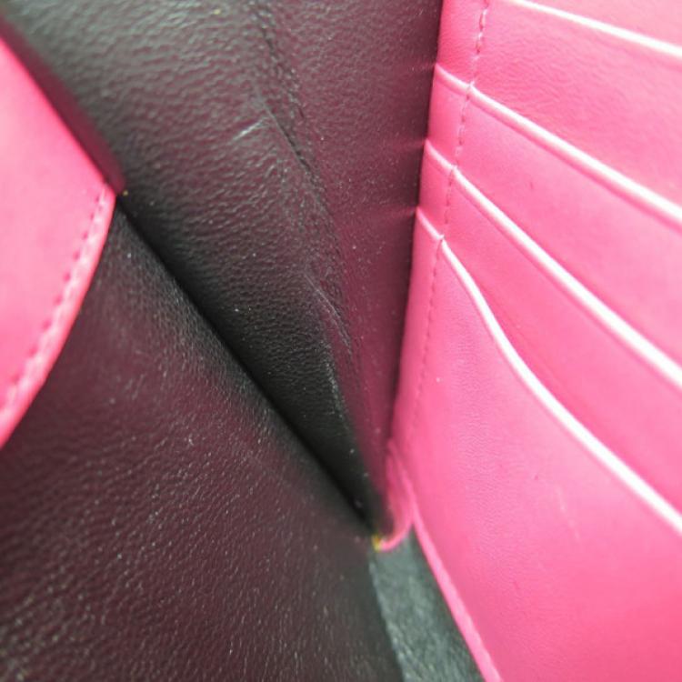 Pre Owned Saint Laurent Paris Pink Enamel Zip Around Contential Wallet