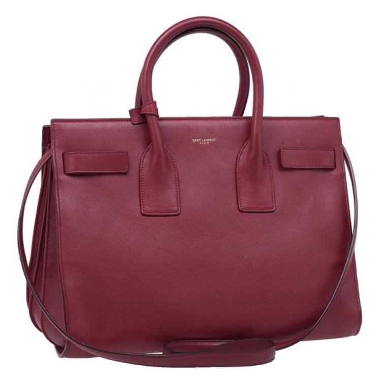 Pre Owned Saint Laurent Paris Red Leather Small Sac De Jour Tote