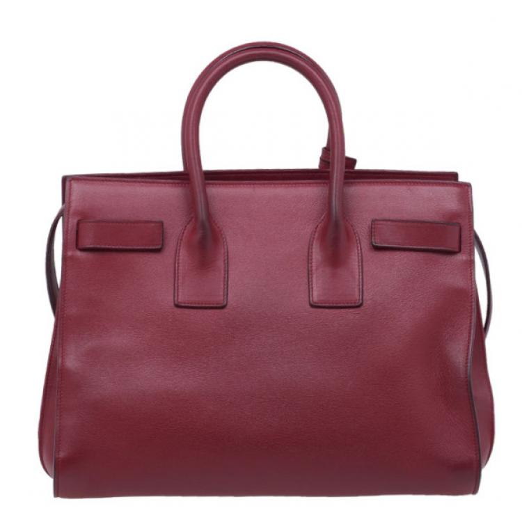 Pre Owned Saint Laurent Paris Red Leather Small Sac De Jour Tote