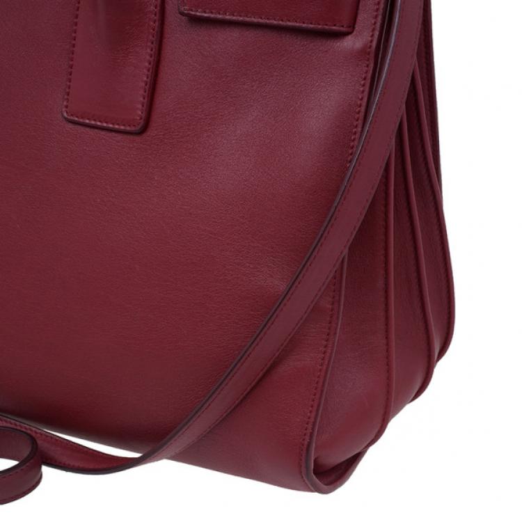 Pre Owned Saint Laurent Paris Red Leather Small Sac De Jour Tote