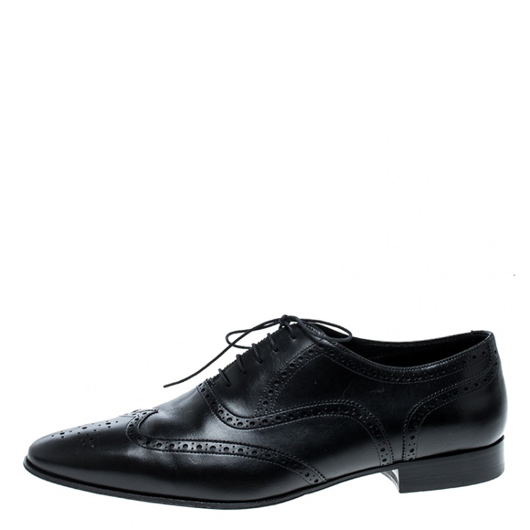 Pre Owned Saint Laurent Paris Black Brogue Leather Oxfords Size 44.5