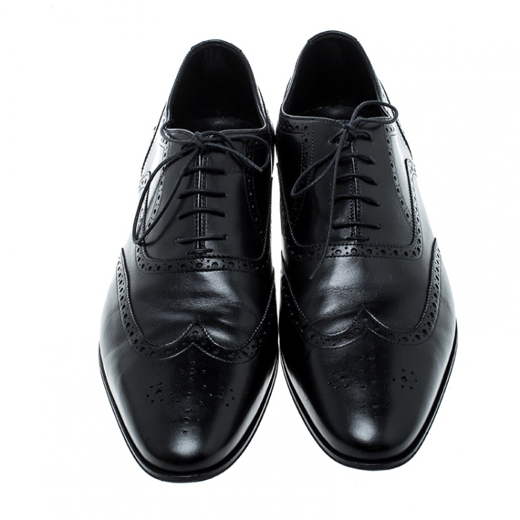 Pre Owned Saint Laurent Paris Black Brogue Leather Oxfords Size 44.5