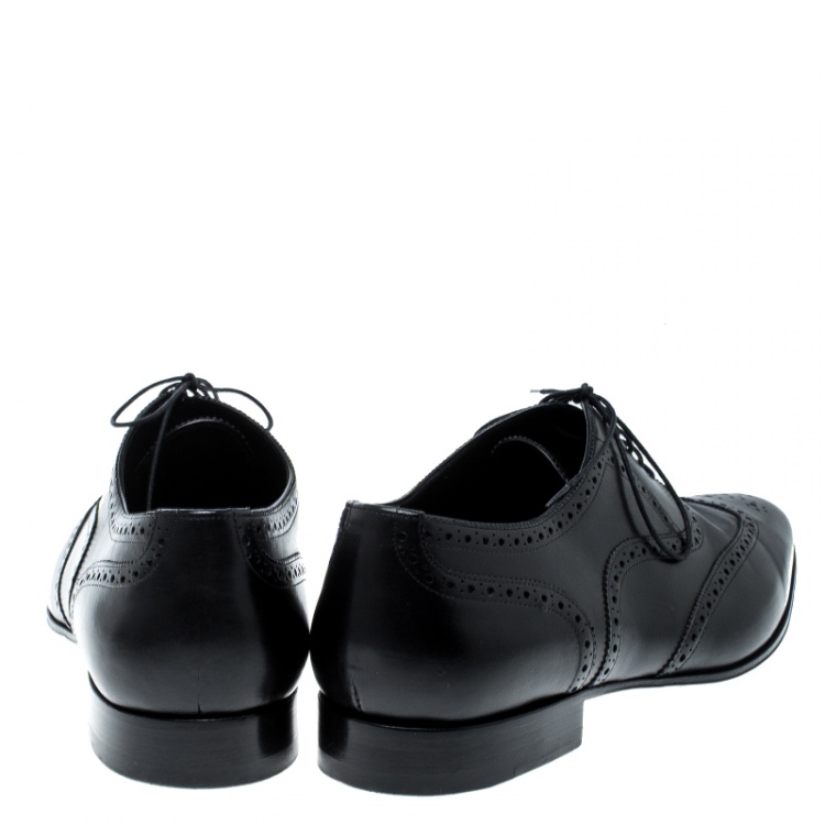 Pre Owned Saint Laurent Paris Black Brogue Leather Oxfords Size 44.5