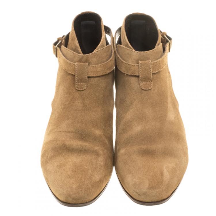 Pre Owned Saint Laurent Paris Beige Suede Jodhpur Chelsea Boots Size 42