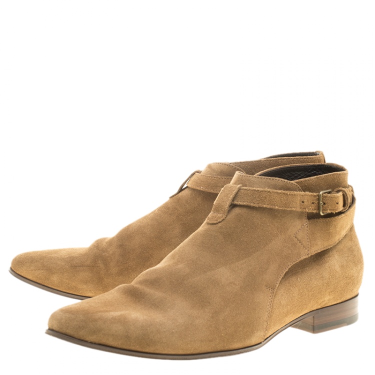 Pre Owned Saint Laurent Paris Beige Suede Jodhpur Chelsea Boots Size 42