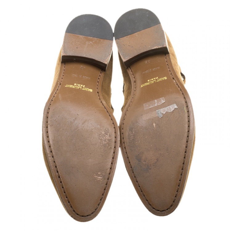 Pre Owned Saint Laurent Paris Beige Suede Jodhpur Chelsea Boots Size 42