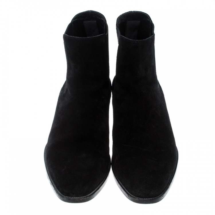 Pre Owned Saint Laurent Paris Black Suede Wyatt Chelsea Ankle Boots Size 41