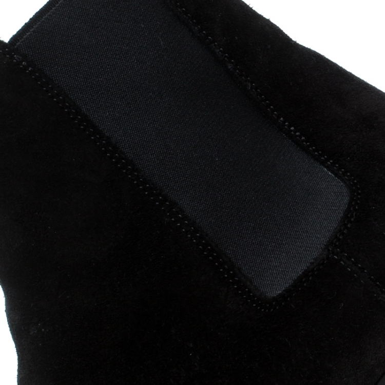 Pre Owned Saint Laurent Paris Black Suede Wyatt Chelsea Ankle Boots Size 41