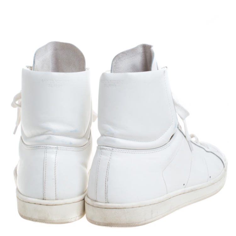 Pre Owned Saint Laurent Paris White Leather Court Classic High Top Sneakers Size 41