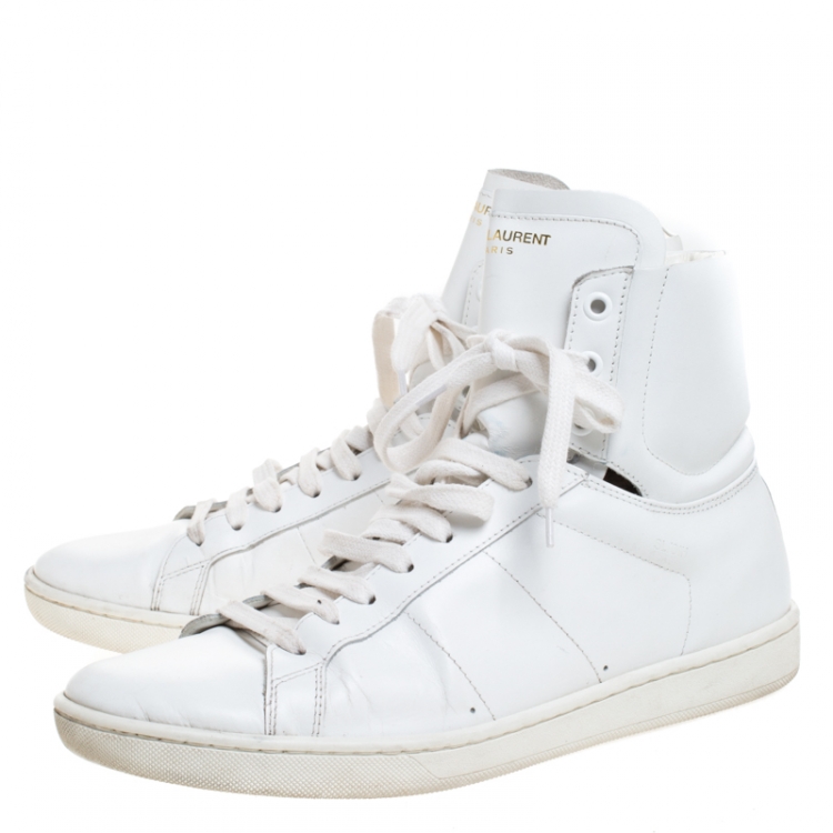 Pre Owned Saint Laurent Paris White Leather Court Classic High Top Sneakers Size 41