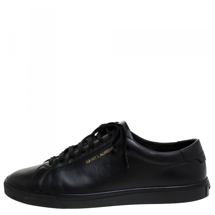 Pre Owned Saint Laurent Black Leather Andy Low Top Sneakers Size 43