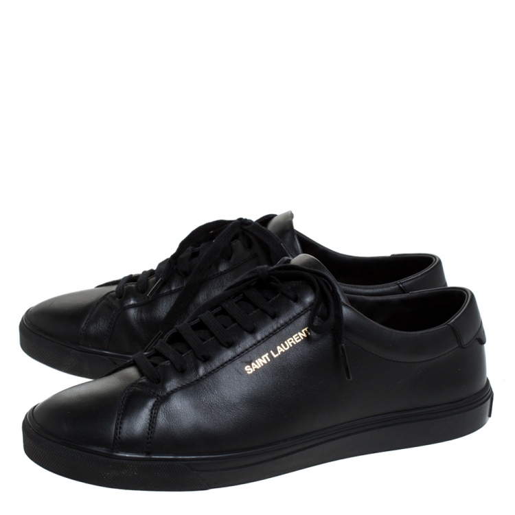 Pre Owned Saint Laurent Black Leather Andy Low Top Sneakers Size 43