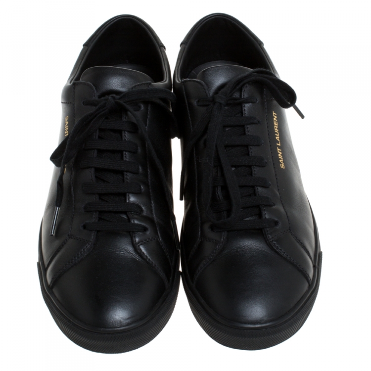 Pre Owned Saint Laurent Black Leather Andy Low Top Sneakers Size 43