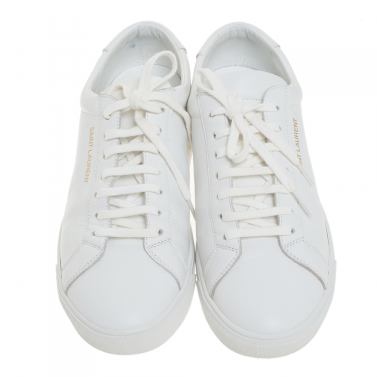 Pre Owned Saint Laurent White Leather Andy Low Top Sneakers Size 43