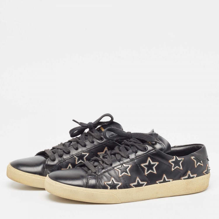 Pre Owned Saint Laurent Black Leather Court Classic Star Sneakers Size 41