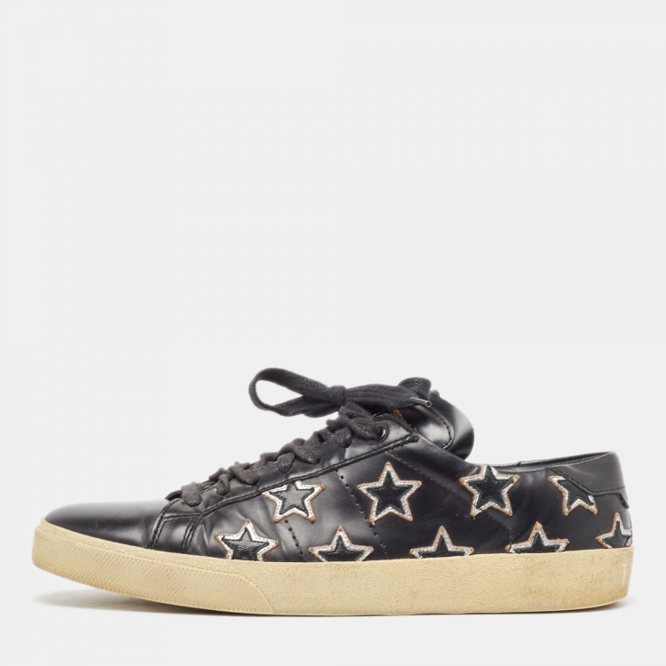 Pre Owned Saint Laurent Black Leather Court Classic Star Sneakers Size 41