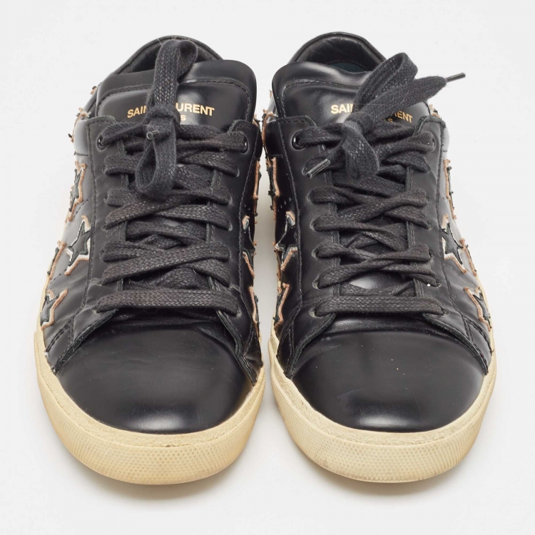 Pre Owned Saint Laurent Black Leather Court Classic Star Sneakers Size 41