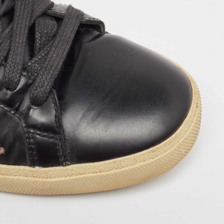 Pre Owned Saint Laurent Black Leather Court Classic Star Sneakers Size 41