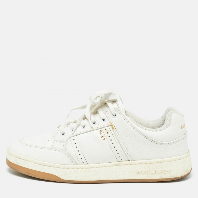 Pre Owned Saint Laurent White Leather SL/61 Sneakers Size 43.5