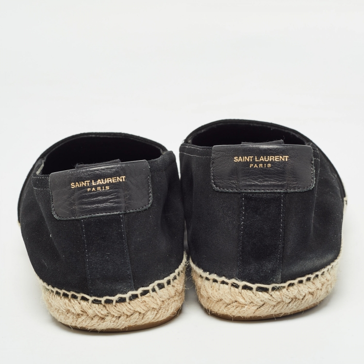Pre Owned Saint Laurent Black Suede Cassandre Espadrilles Size 43
