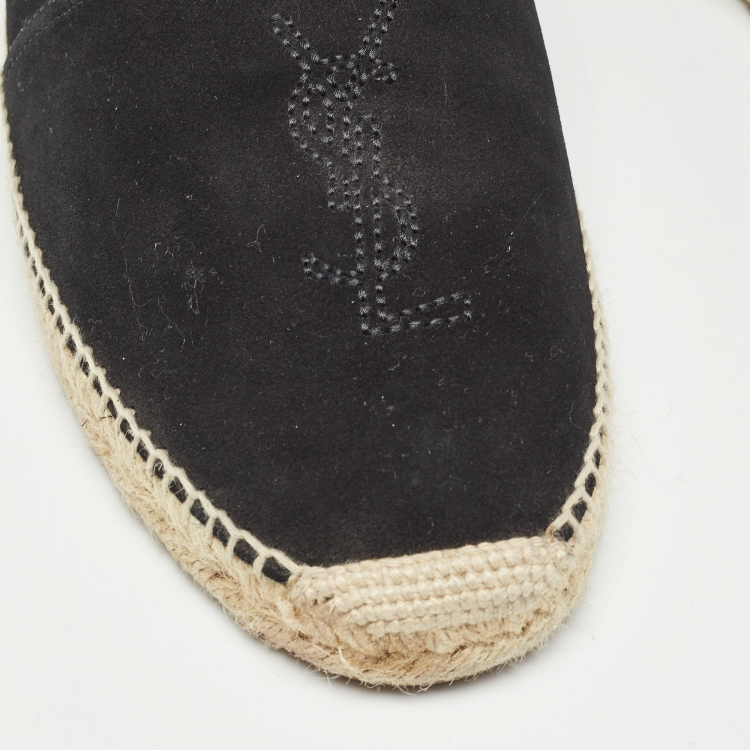 Pre Owned Saint Laurent Black Suede Cassandre Espadrilles Size 43