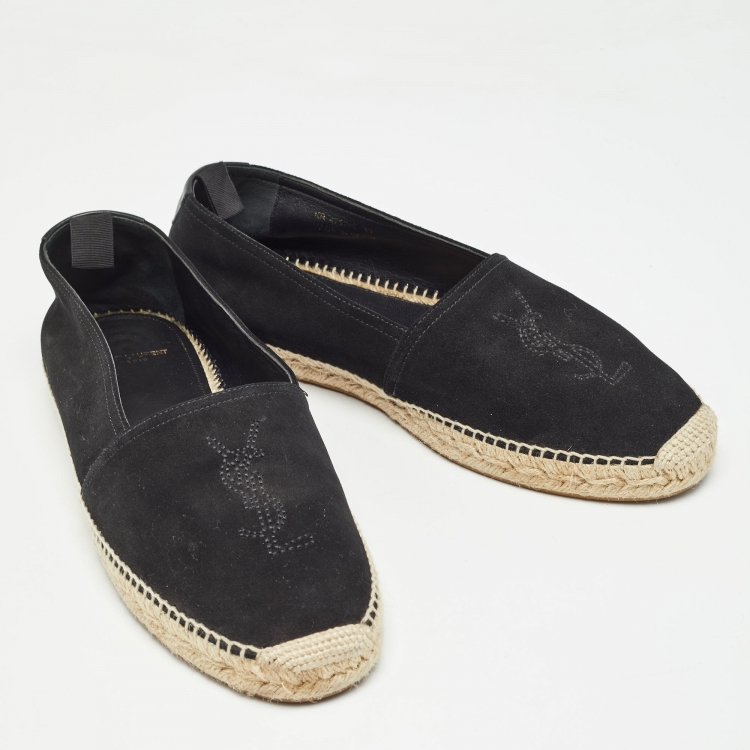 Pre Owned Saint Laurent Black Suede Cassandre Espadrilles Size 43