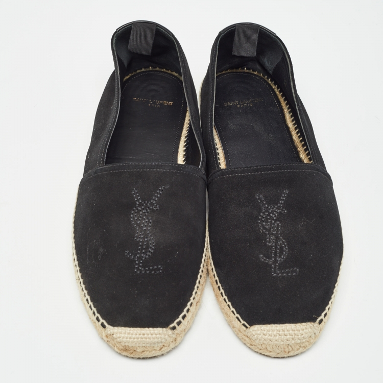 Pre Owned Saint Laurent Black Suede Cassandre Espadrilles Size 43