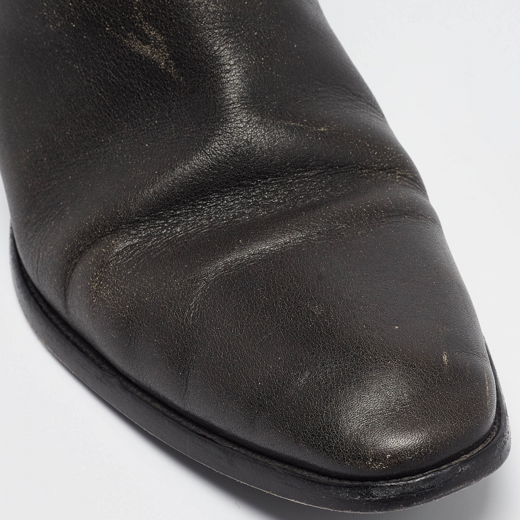 Pre Owned Saint Laurent Brown Leather Ankle Length Boots Size 43.5