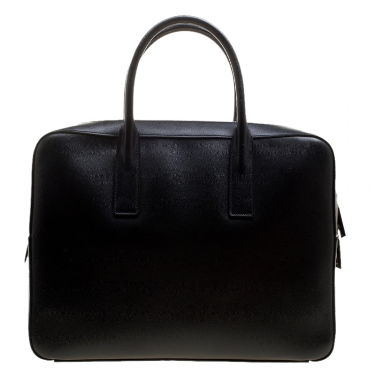 Pre Owned Saint Laurent Black Leather Museum Briefcase