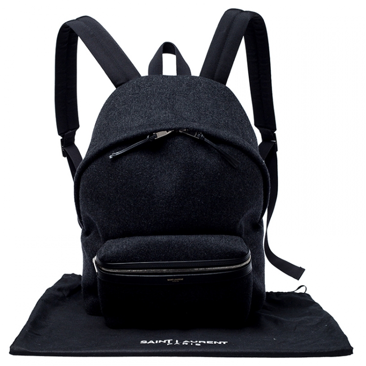 Pre Owned Saint Laurent Dark Grey Wool Classic Backpack