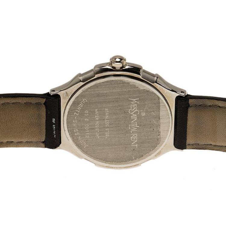 Pre Owned Saint Laurent Paris Silver Stainless Steel Classic Men's Wristwatch 36MM