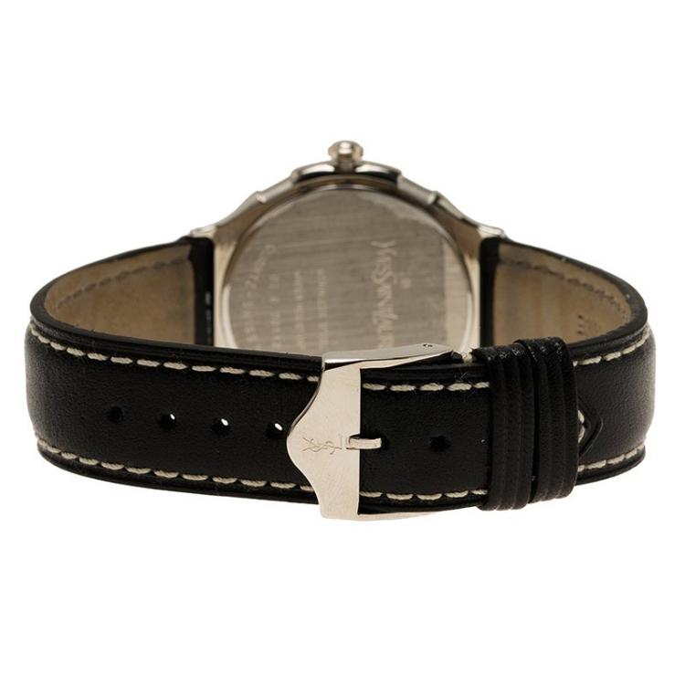 Pre Owned Saint Laurent Paris Silver Stainless Steel Classic Men's Wristwatch 36MM