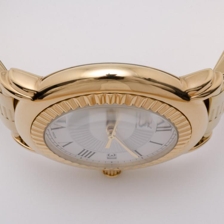 Pre Owned Yves Saint Laurent Full Gold Plated Herrenuhr Unisex Wristwatch