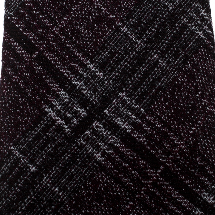 Pre Owned Salvatore Ferragamo Burgundy Textured Wool and Silk Bordeaux Tie