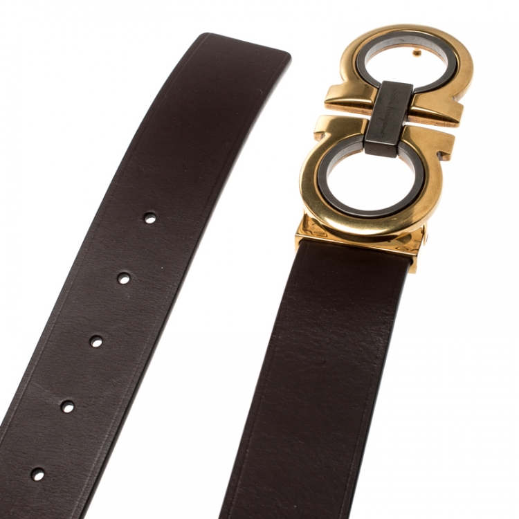Pre Owned Salvatore Ferragamo Brown Leather Hickory Belt 115