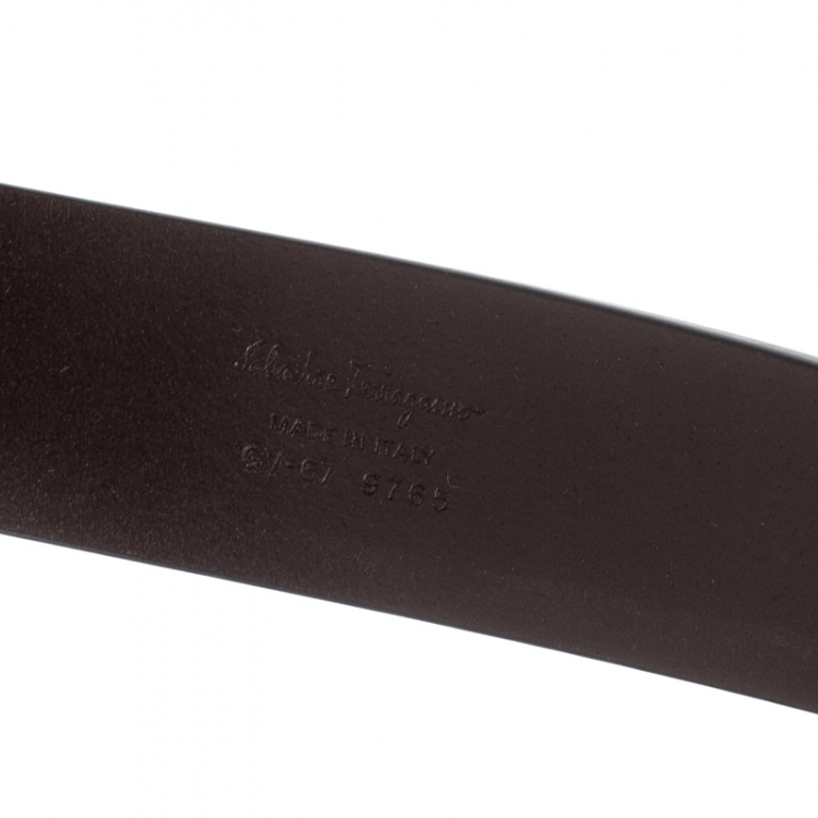 Pre Owned Salvatore Ferragamo Brown Leather Hickory Belt 115CM