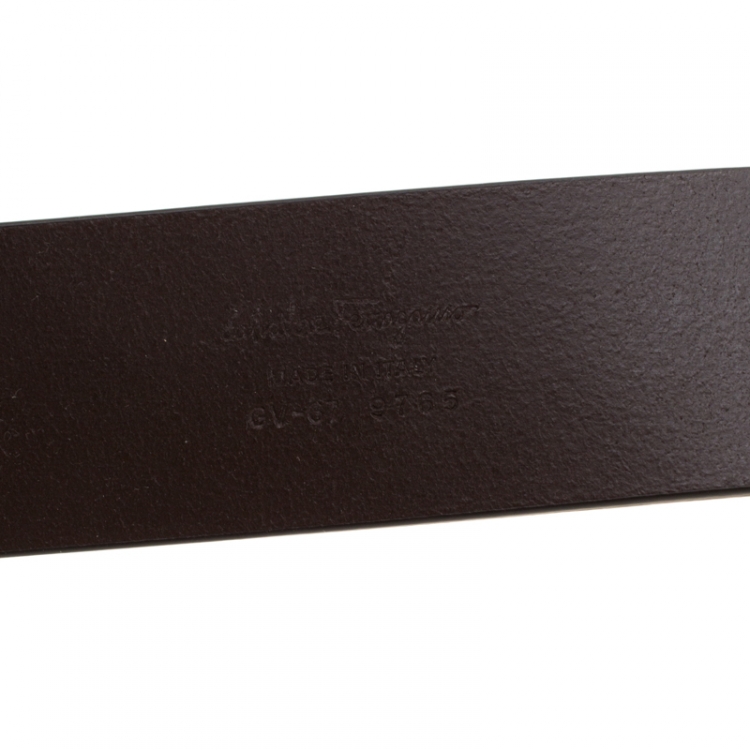 Pre Owned Salvatore Ferragamo Brown Leather Hickory Belt 105CM