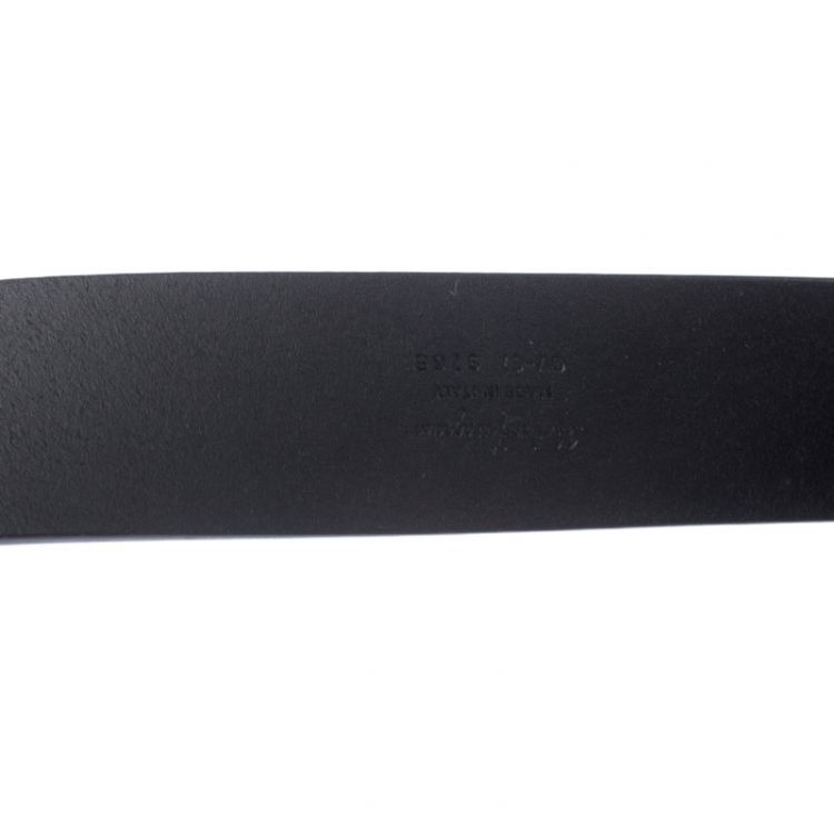 Pre Owned Salvatore Ferragamo Black Leather Gancini Belt 115 cm