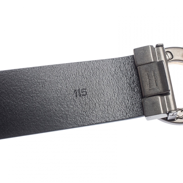 Pre Owned Salvatore Ferragamo Black Leather Gancini Belt 115cm