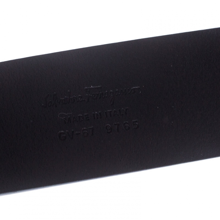 Pre Owned Salvatore Ferragamo Black Leather Gancini Belt 115cm